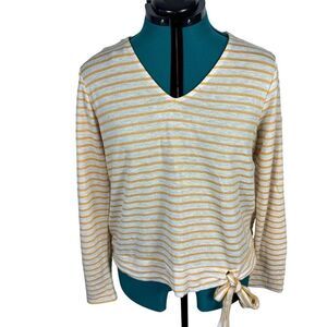Alya cream and yellow striped blouse